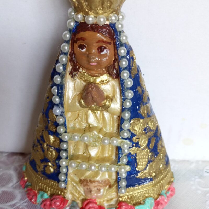 Nossa Senhora Aparecida Criança Azul com Pérolas